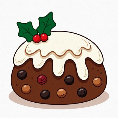 Christmas Pudding with Holly
