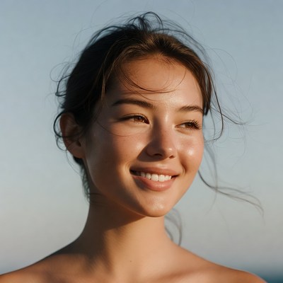 Smiling Asian woman close-up portrait