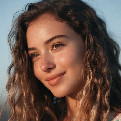 Beautiful woman with wavy brown hair