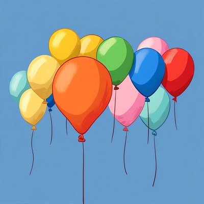Colorful Balloons Cluster Illustration