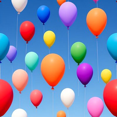 Colorful Balloons Floating on Blue Background