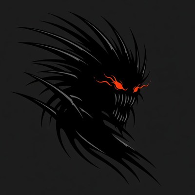 Fiery Eyed Spiky Demon Head