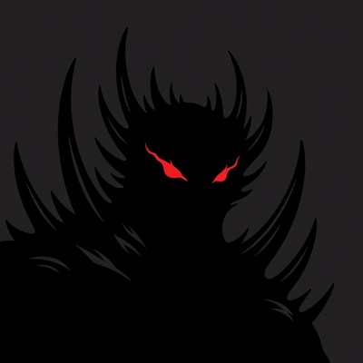 Red-eyed Spiky Demon Silhouette