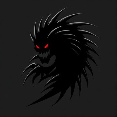 Fierce Spiky Demon Silhouette