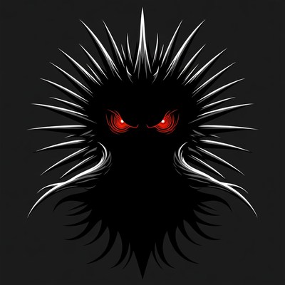 Fierce Spiked Demon Face Illustration