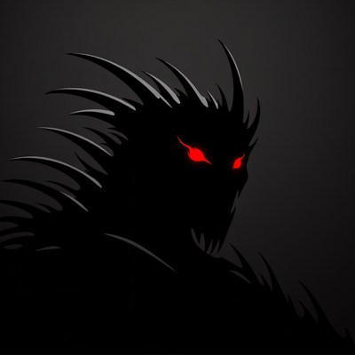 Red-eyed Spiky Demon Silhouette