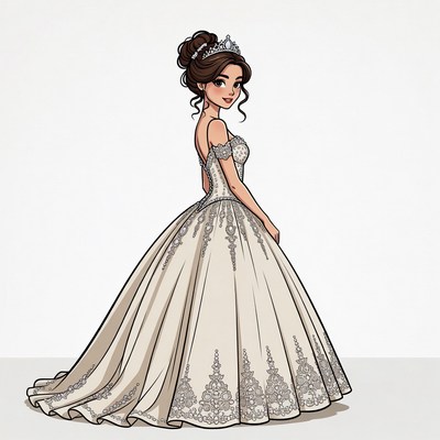 Princess in White Wedding Gown