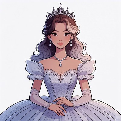 Beautiful woman in white princess gown