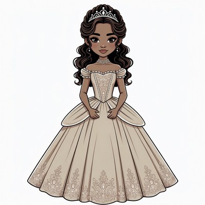 African-American girl in princess gown