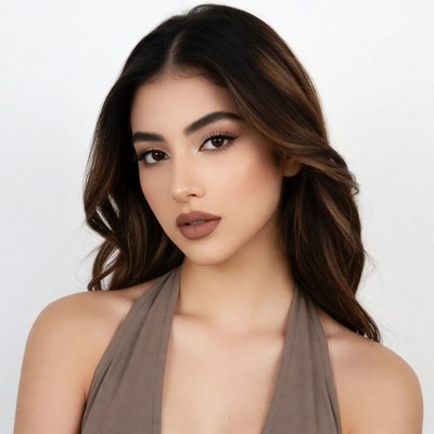 Beautiful woman with wavy brown hair