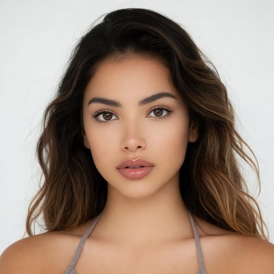 Beautiful woman with wavy brown hair