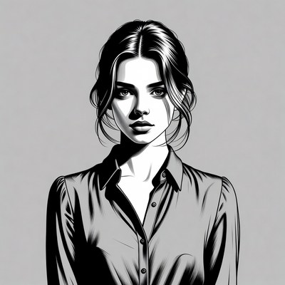 Woman in button-up shirt portrait