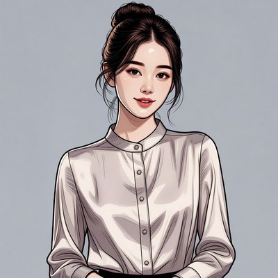 Asian woman in white blouse