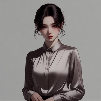 Asian woman in shiny blouse