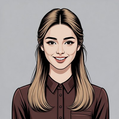 Smiling Asian woman in collared shirt