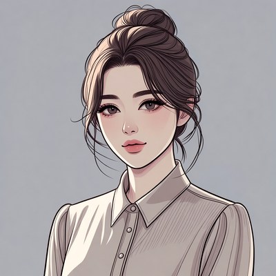 Asian woman with bun hairstyle