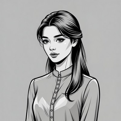 Woman in collared shirt illustration