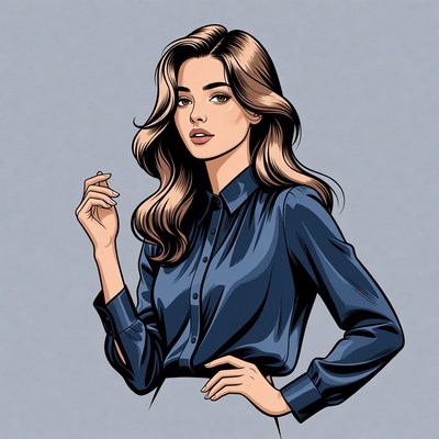 Beautiful woman in navy blouse