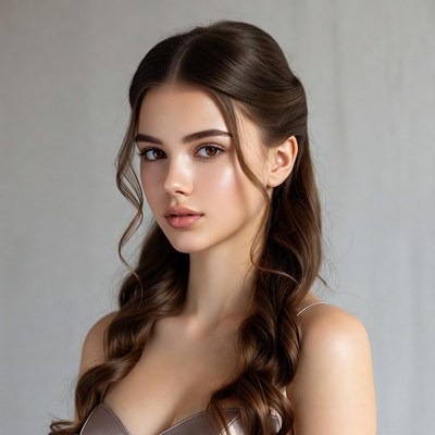 Beautiful woman with wavy brown hair