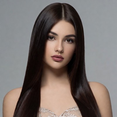 Beautiful woman with long black hair