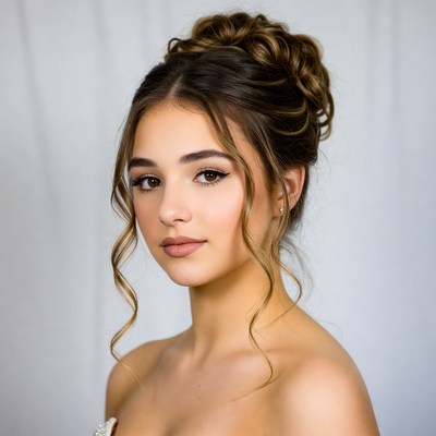 Young woman with elegant updo hairstyle