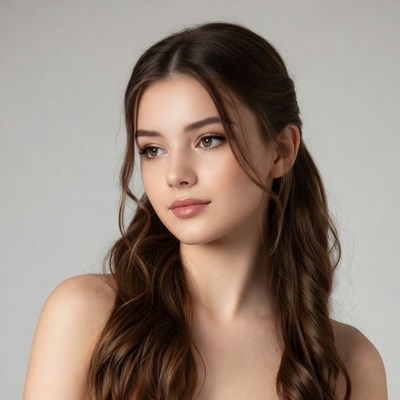 Beautiful woman with long brown hair