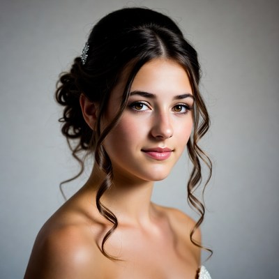 Bride with elegant updo hairstyle