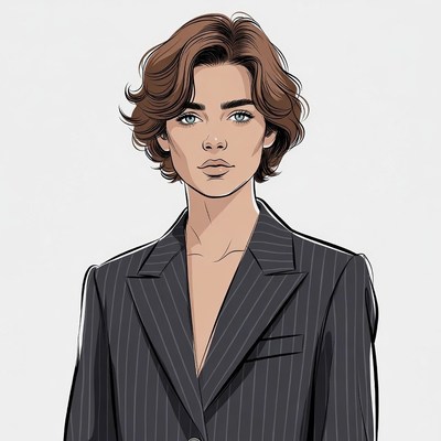 Woman in pinstripe suit illustration