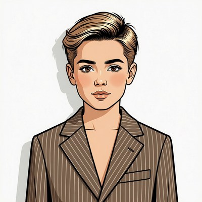 Young man in pinstripe suit illustration