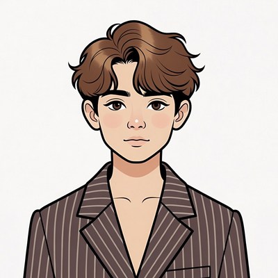 Anime boy in pinstripe suit