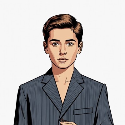 Young man in pinstripe suit illustration