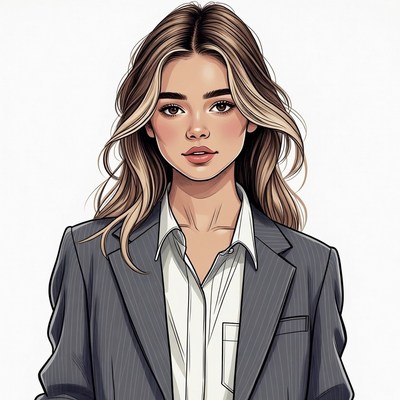 Woman in gray blazer and white shirt