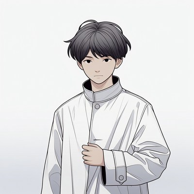 Anime boy in white coat