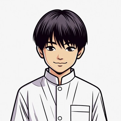 Anime boy in white uniform