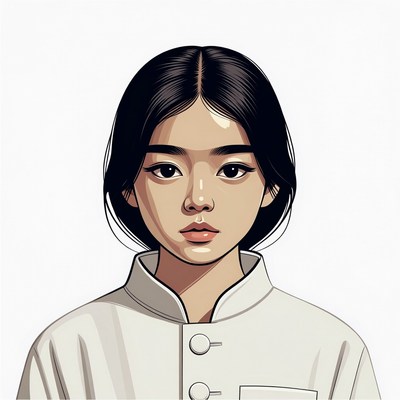 Asian girl in white cheongsam