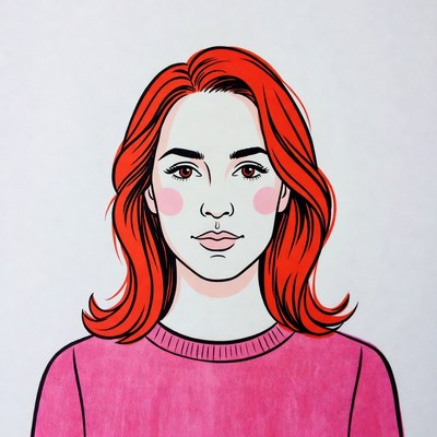 Redhead woman illustration portrait