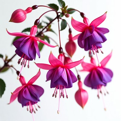Vibrant Fuchsia Flowers on White Background