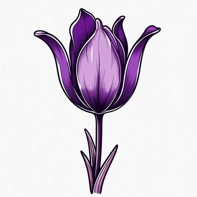 Purple Tulip Flower Illustration