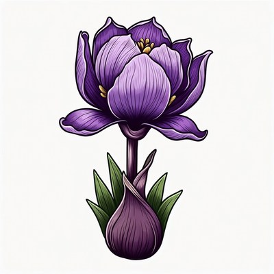 Purple Crocus Flower Illustration