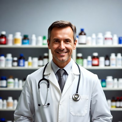 Smiling male doctor with stethoscope