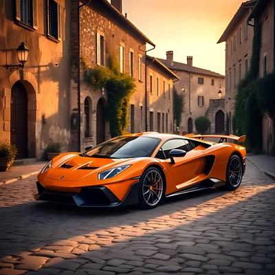 Orange Lamborghini Aventador on Italian Street