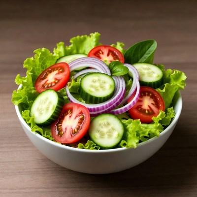 Fresh Garden Salad in White Bowl