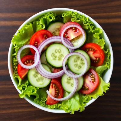 Fresh Salad with Tomatoes Cucumbers Onions