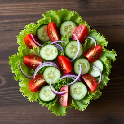 Fresh Tomato Cucumber Lettuce Salad