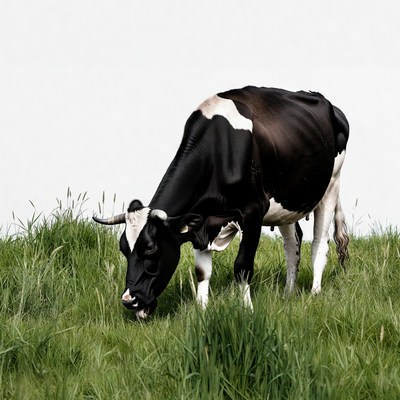 Holstein cow grazing on grass