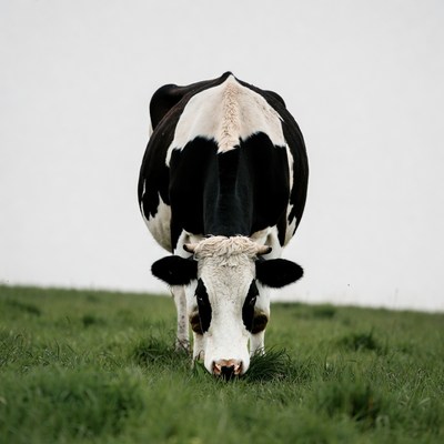 Holstein cow grazing on grass
