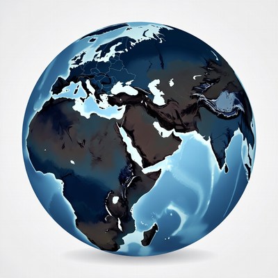 Blue Earth Globe on Isolated Background