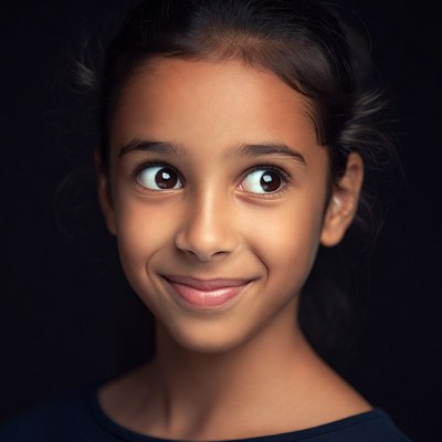 Smiling Asian girl with wide eyes