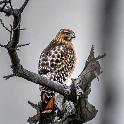 Red-tailed Hawk Perched on Branch