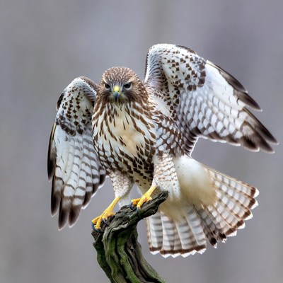 Red-tailed Hawk Perched on Branch